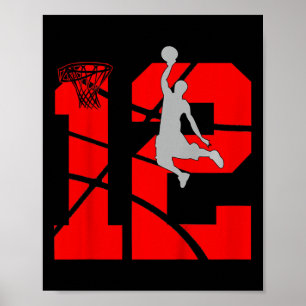 Affiche Enfants 12 ans 12e Basketball fête d'anniversaireT