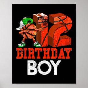 Affiche Enfants 12 ans Basketball 12e anniversaire