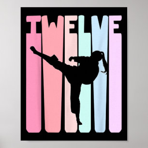 Affiche Enfants 12e anniversaire Taekwondo Karaté Rétro Fi