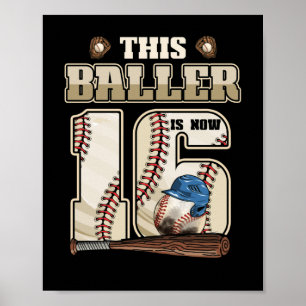 Affiche Enfants 16e anniversaire Baseball Boy Seize ans