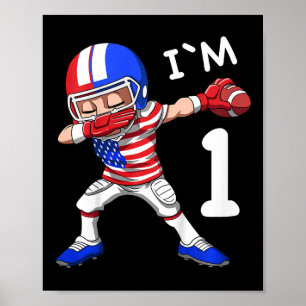Affiche Enfants 1 Anniversaire Football Américain Dabbing 