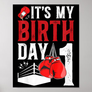 Affiche Enfants 1er Anniversaire Boy 1 An Boxer Anniversai