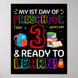 Affiche Enfants 1er Jour de maternelle J'ai 3 ans et lis
