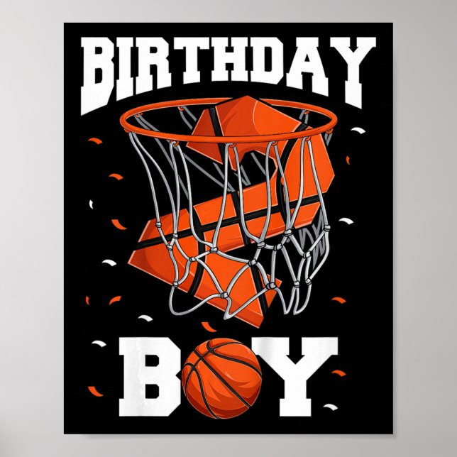 Affiche Enfants 2e anniversaire Basketball garçon de deux  (Devant)