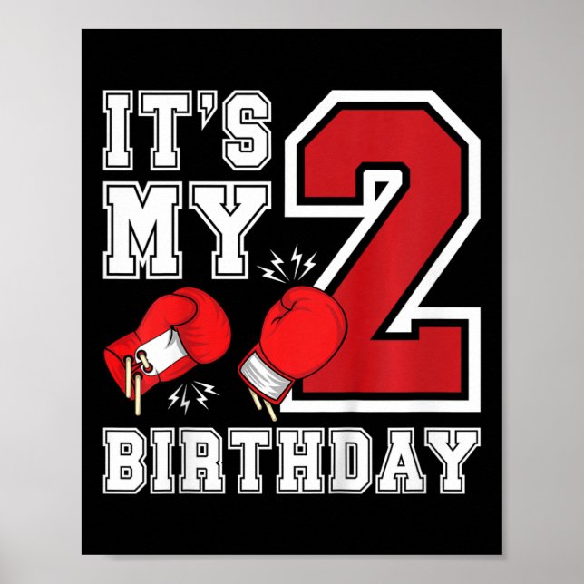 Affiche Enfants 2e anniversaire Boy Boy 2 ans Boxer Annive (Devant)