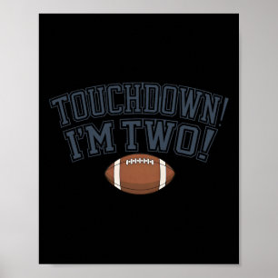 Affiche Enfants 2e Anniversaire Football Joueur Touchdown