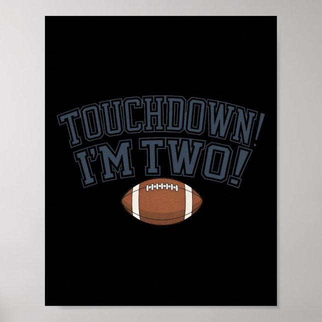Affiche Enfants 2e Anniversaire Football Joueur Touchdown  (Devant)