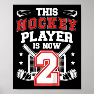 Affiche Enfants 2ème anniversaire de hockey sur glace Deux