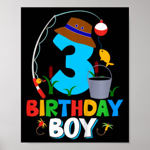 Affiche Enfants 3e anniversaire Chemise garçon Pêche Anniv