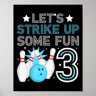 Affiche Enfants 3e anniversaire de la fête Bowling Boy 3 a