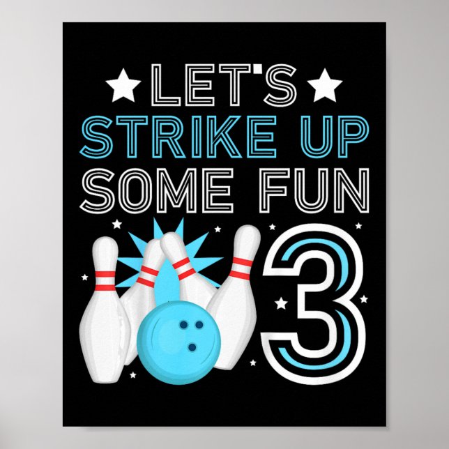 Affiche Enfants 3e anniversaire de la fête Bowling Boy 3 a (Devant)