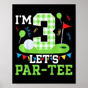 Affiche Enfants 3e anniversaire de la fête Golf Garçon 3 a