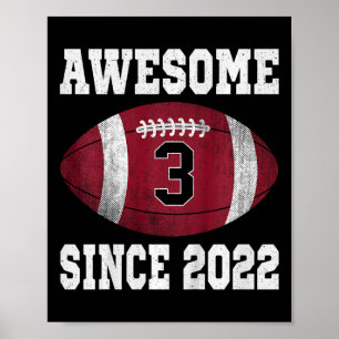 Affiche Enfants 3e anniversaire Football Joueur 3 ans Vint