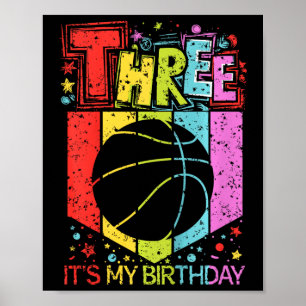 Affiche Enfants 3e anniversaire Garçon fille 3 ans Sketll