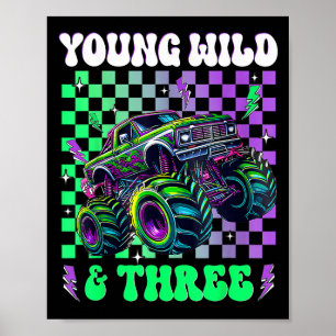Affiche Enfants 3e anniversaire garçon Monster Truck Jeune
