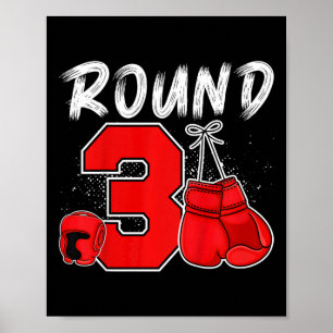 Affiche Enfants 3e Boxe Anniversaire fête de trois ans Box