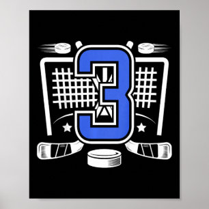Affiche Enfants 3ème anniversaire de hockey sur glace 3 an
