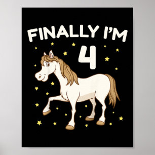 Affiche Enfants 4 Anniversaire Fête Cheval Équitation Ridi