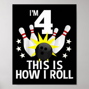 Affiche Enfants 4 ans Bowling Anniversaire chemise de fête