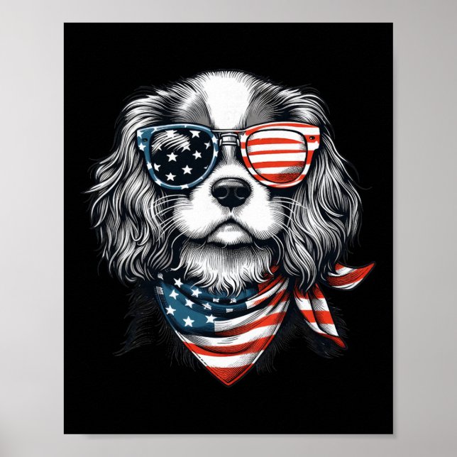 Affiche Enfants 4 juillet avec Cavalier King Charles Spani (Devant)