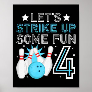 Affiche Enfants 4e anniversaire de la fête Bowling Boy 4 a