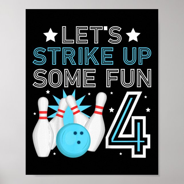 Affiche Enfants 4e anniversaire de la fête Bowling Boy 4 a (Devant)