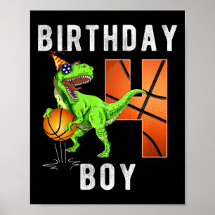 Affiche Enfants 4e anniversaire pour le basket-ball garçon