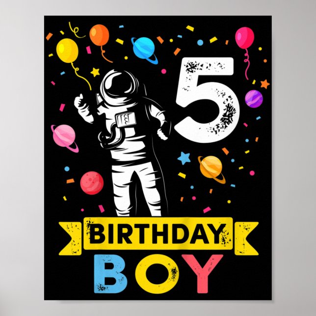 Affiche Enfants 5 ans garçon astronaute 5 ans garçon (Devant)