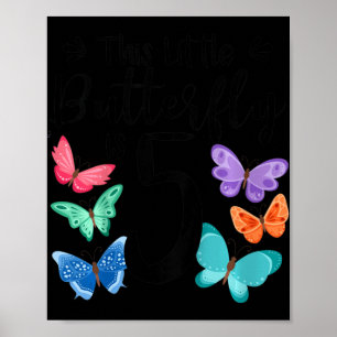 Affiche Enfants 5 ans Papillon Anniversaire Filles 5ème Fi