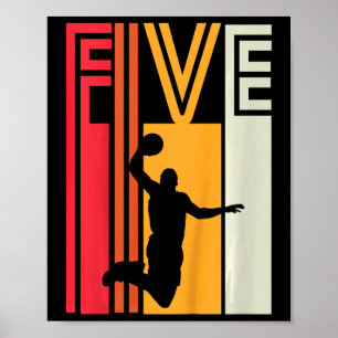 Affiche Enfants 5Anniversaire Bysketbyll Lover Cadeau 5 an