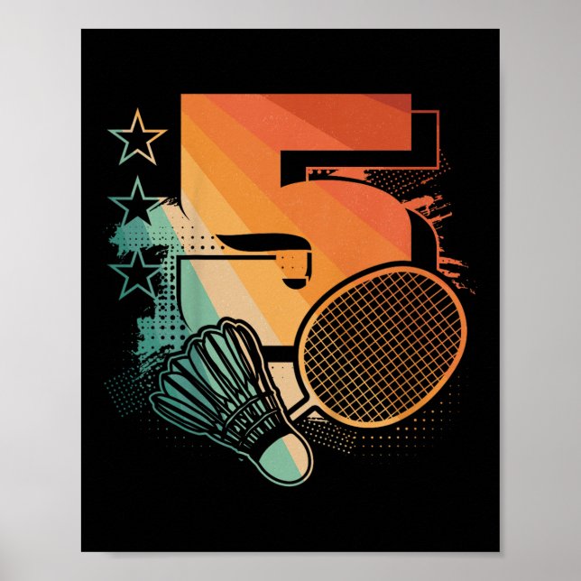 Affiche Enfants 5Anniversaire Joueur Badminton Badminton J (Devant)