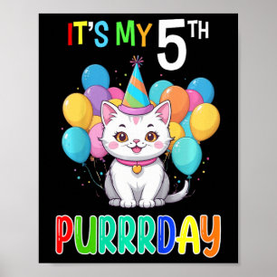 Affiche Enfants 5e anniversaire fille chat chemise cinquiè