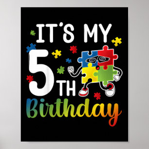 Affiche Enfants 5e Autisme fête d'anniversaire 5 ans Autis