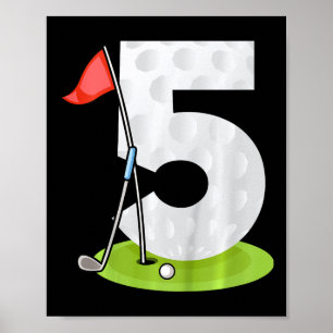 Affiche Enfants 5ème Anniversaire Golf Drôle Golfeur 5 Ans