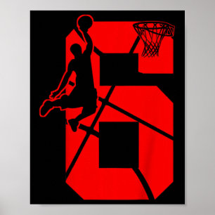 Affiche Enfants 6 ans 6ème Basketball Anniversaire FêteThè