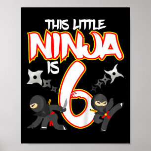 Affiche Enfants 6 ans Anniversaire Ninja Party Arts Martia