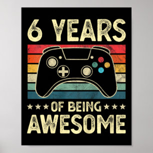 Affiche Enfants 6 ans Awesome Vidéo Jeu 6e anniversaire B