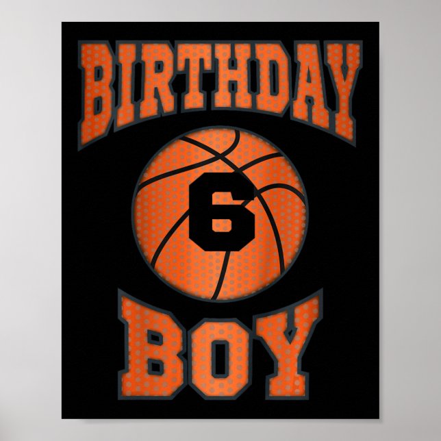 Affiche Enfants 6 ans Garçon 6e anniversaire Basketball eu (Devant)