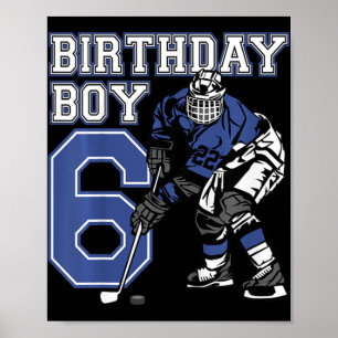 Affiche Enfants 6 ans Hockey sur glace Thème Anniversaire 