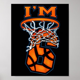 Affiche Enfants 6e anniversaire Basketball Je suis 6 Garço