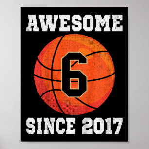 Affiche Enfants 6e anniversaire Basketball Lover 6 ans Vin
