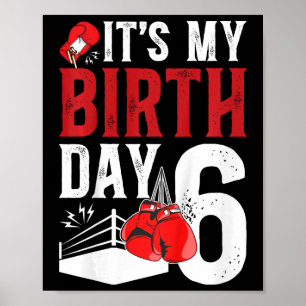 Affiche Enfants 6e anniversaire Boy Boy 6 ans Boxer Annive