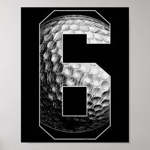 Affiche Enfants 6ème Anniversaire Garçon Joueur de Golf 6