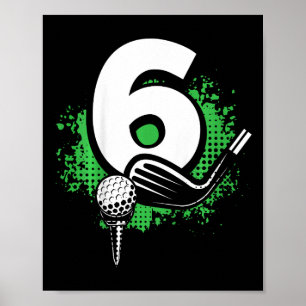 Affiche Enfants 6ème Anniversaire Garçon Joueur de Golf 6