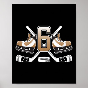 Affiche Enfants 6ème Anniversaire Hockey sur Glace Garçon