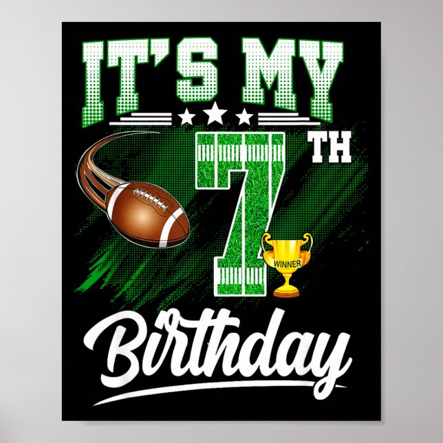 Affiche Enfants 7 ans C'est mon 7e anniversaire Thème Foot (Devant)