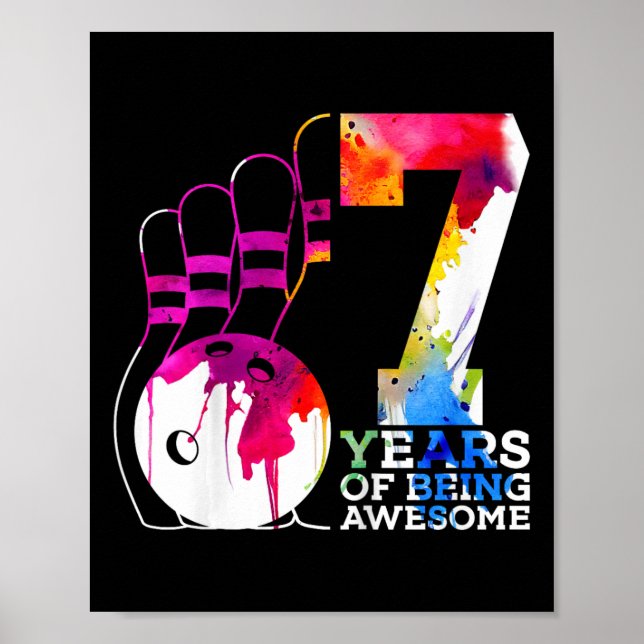 Affiche Enfants 7 ans d'être génial Bowling 7e anniversair (Devant)