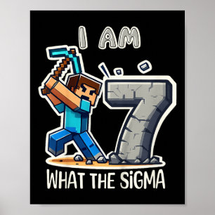 Affiche Enfants 7 ans Sigma Pixel Art Mining Gamer Birer
