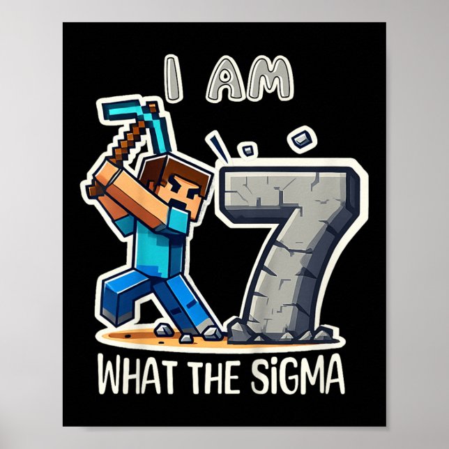 Affiche Enfants 7 ans Sigma Pixel Art Mining Gamer Birer (Devant)