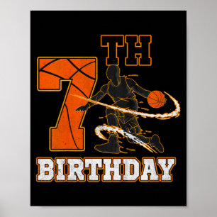 Affiche Enfants 7e anniversaire basketball enfants garçons